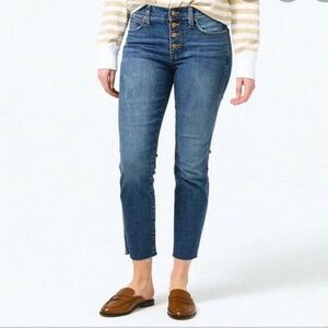 J. Crew Vintage Straight Jeans 9" Button Fly Raw edges Medium Wash Size 29